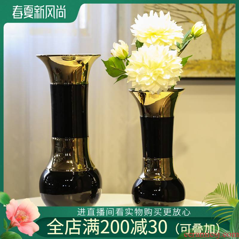 Jingdezhen light key-2 luxury furnishing articles ceramic simulation flowers home sitting room adornment TV cabinet table vase household decoration
