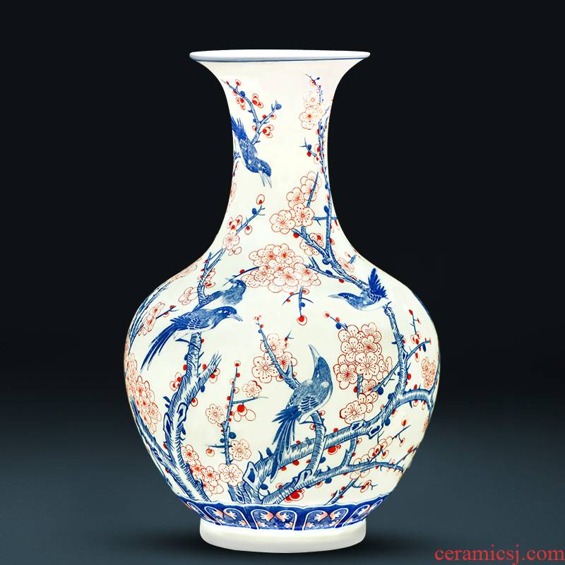 Beaming blue and white porcelain of jingdezhen ceramics hand - made vases, flower arranging new Chinese style household adornment furnishing articles sitting room