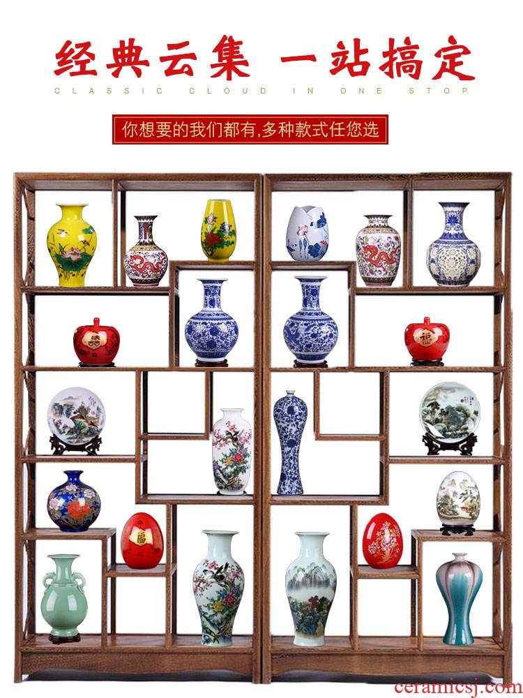 Porcelain of jingdezhen ceramics vase furnishing articles flower arranging rich ancient frame furnishing articles floret bottle of blue and white Porcelain decoration arts and crafts
