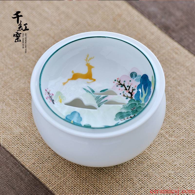 Thousand red up ceramic tea wash water covered small water jar of pure hand - made household slag bucket kung fu tea accessories