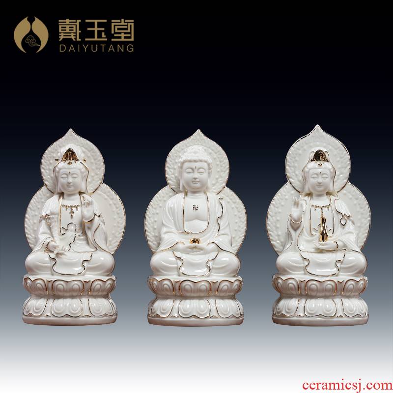 Yutang dai guan Yin tathagata hid in ceramic household decoration to furnishing articles/7 inches retinues three holy D21-07 p