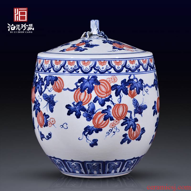Jingdezhen blue and white household ceramics caddy fixings new sitting room bedroom home decoration rich ancient frame furnishing articles