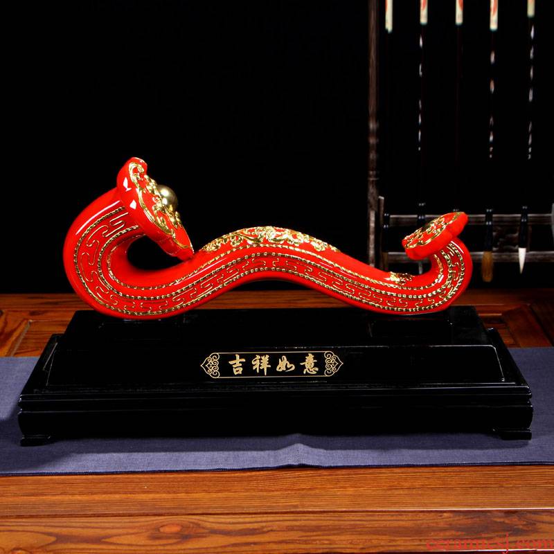 Really sheng min porcelain macro boutique the opened China red porcelain ceramic ruyi high - grade home furnishing articles version into the sitting room