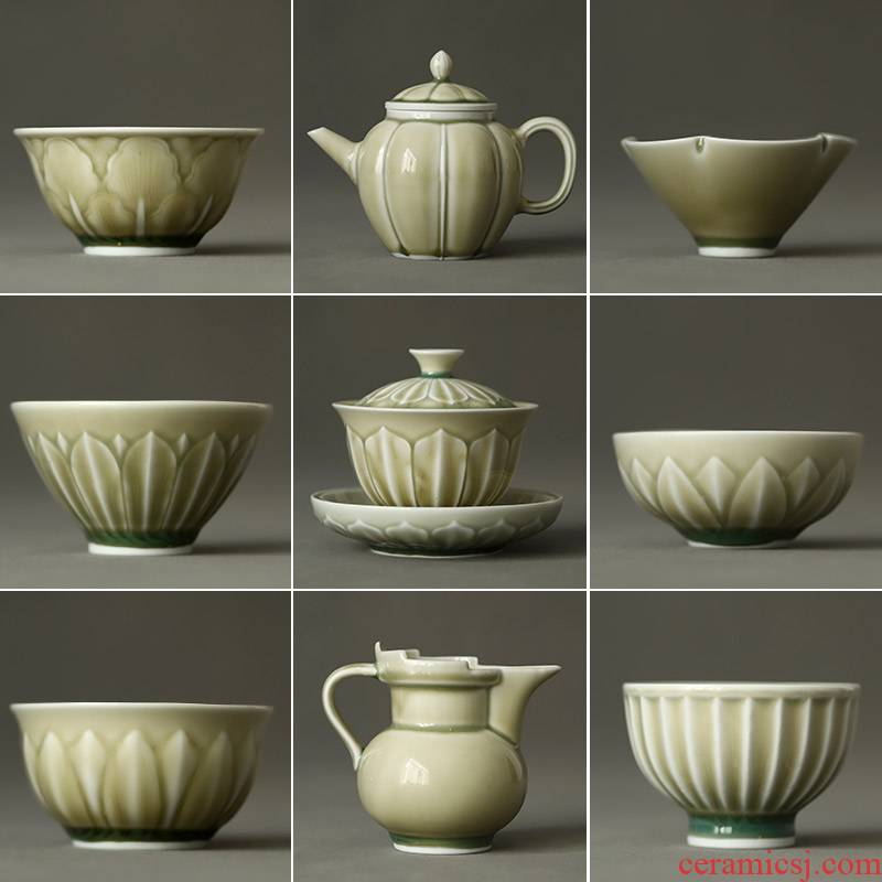 Jingdezhen manual imitation song dynasty style typeface lotus pattern and the secret glaze tea sample tea cup masters cup lid to use kung fu tea cups