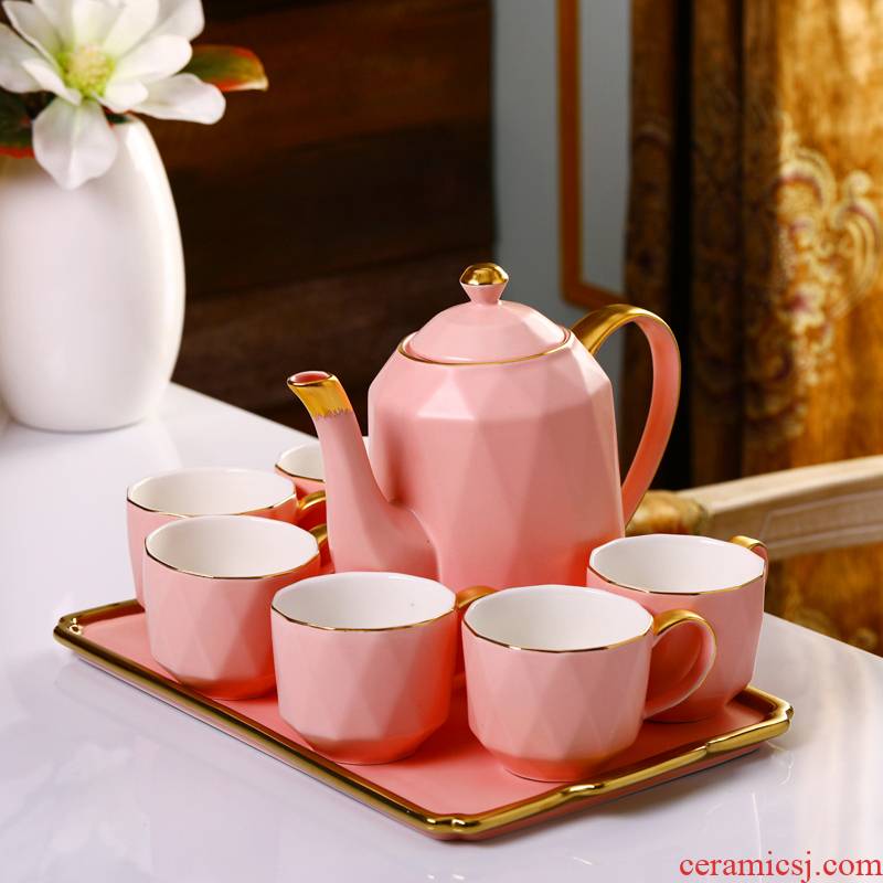 Nordic ceramic tea set with the teapot teacup household contracted sitting room water glass with modern gift set