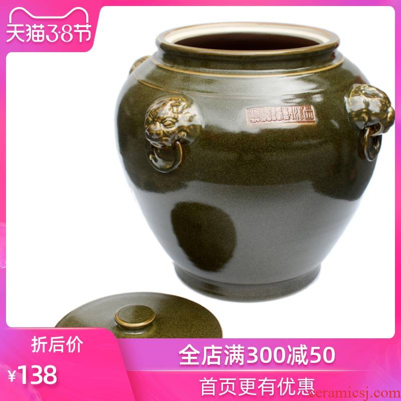 Strong sequence of jingdezhen ceramics cylinder barrel water storage tank flour furnishing articles carries ricer box with large originality