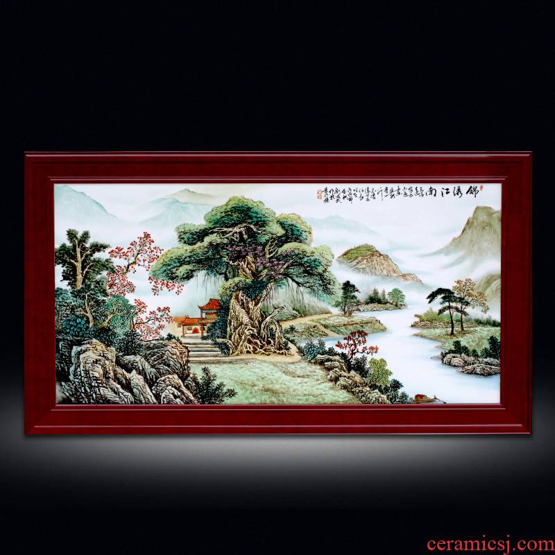 The Master of jingdezhen ceramic Chinese hand - made pastel landscape corridor of mural porcelain plate painting the sitting room porch wall hanging