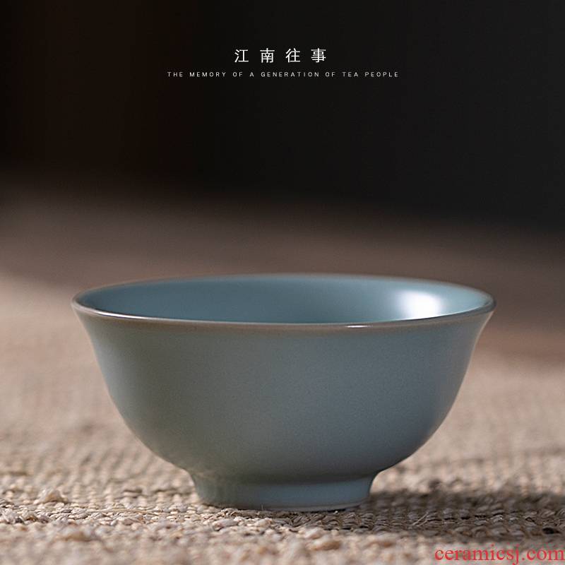 Jiangnan past your up sky blue small cup open kung fu tea cups, small glass ceramic sample tea cup single CPU