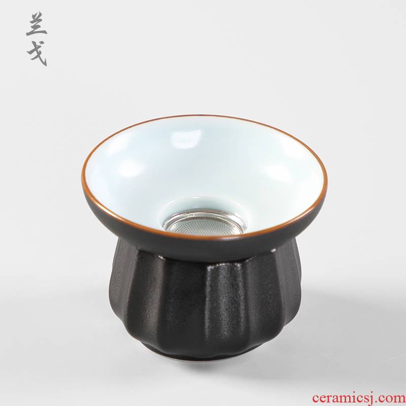 The Filter kung fu tea set ceramic) having black pottery Japanese tea taking accessories Filter tea cup tea strainer