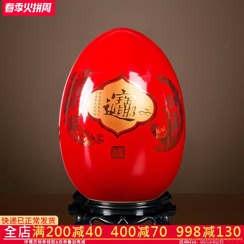 Jingdezhen ceramics small place China red maxim dense eggs home sitting room ark adornment process