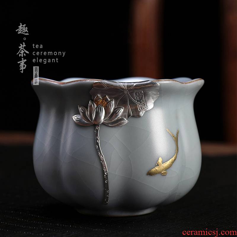 Taiwan FengZi your up master cup ceramic sample tea cup checking silver cups curium kung fu tea set personal single CPU