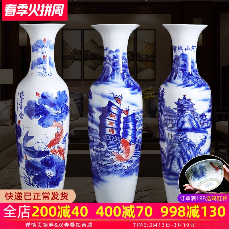 Manual hand - made porcelain of jingdezhen ceramics of large vase large - sized hotel opening sitting room adornment is placed