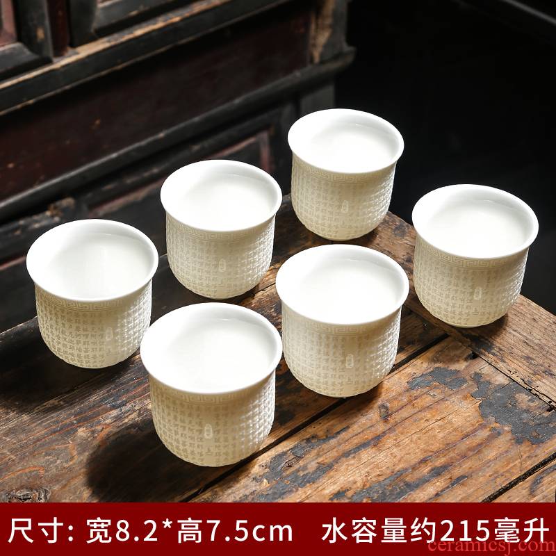 Suet jade exquisite ceramic cups single CPU kung fu tea light cup sample tea cup tea master single cup white porcelain accessories