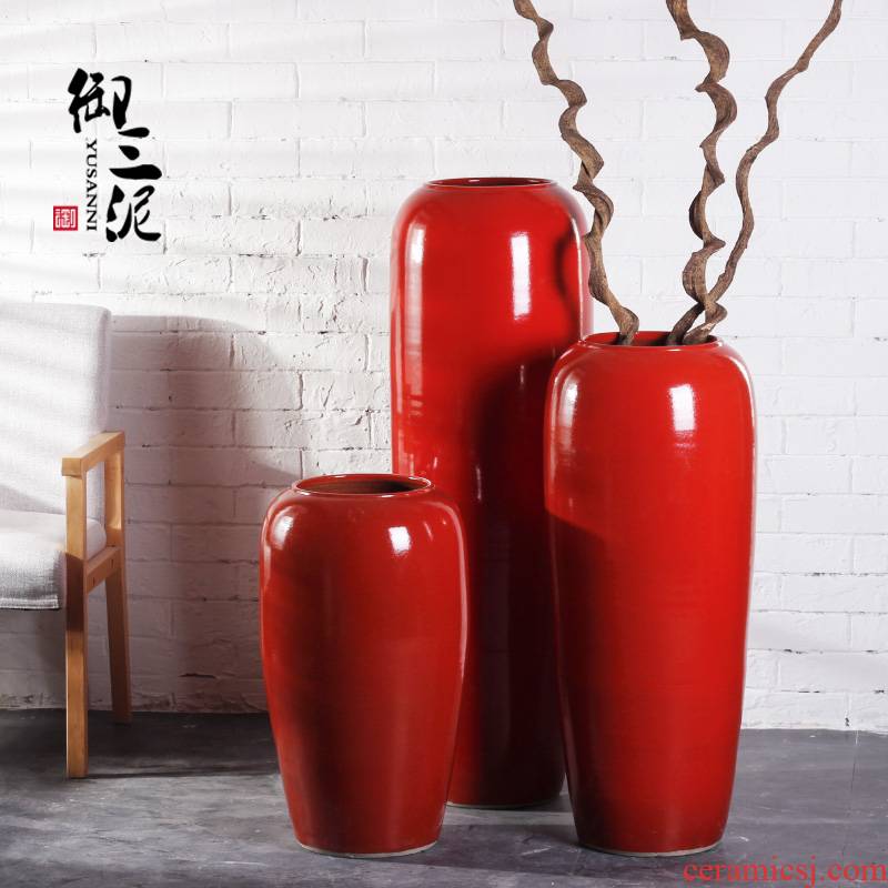 Jingdezhen ceramic floor big vase Chinese red flower arranging furnishing articles sitting room courtyard exhibition hall decoration from the opened in China