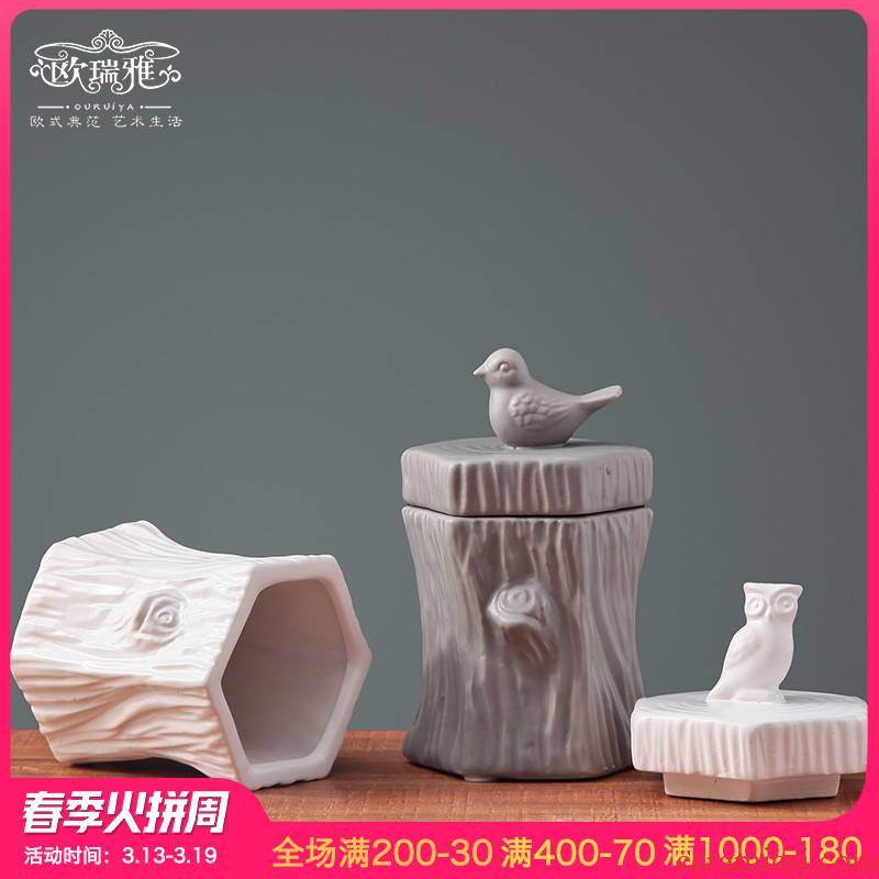 European storage tank hallway table candy jar ceramic decoration I and contracted creative home furnishing articles