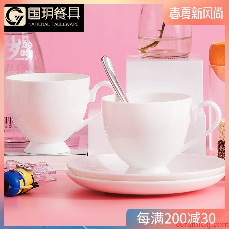 Tangshan ceramic with pure white ipads China coffee cups and saucers contracted picking spoon cup ultimately responds coffee cups and saucers suit to the base