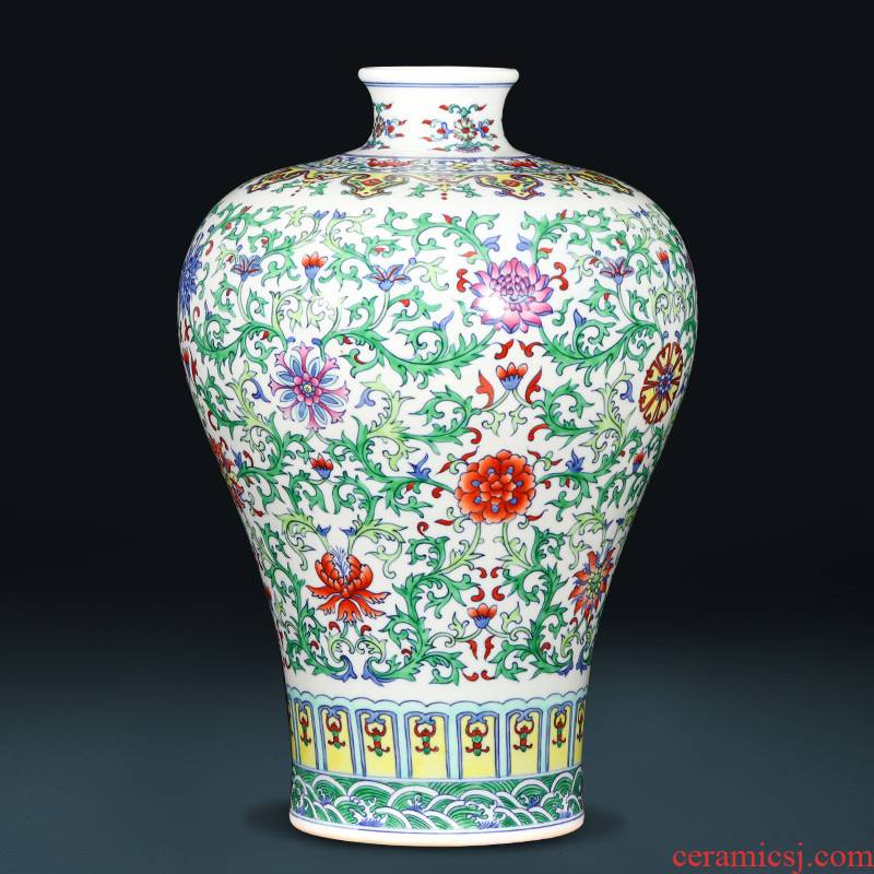Jingdezhen ceramics imitation yongzheng hand - made color bucket vases, flower arranging archaize sitting room of the new Chinese style household adornment furnishing articles