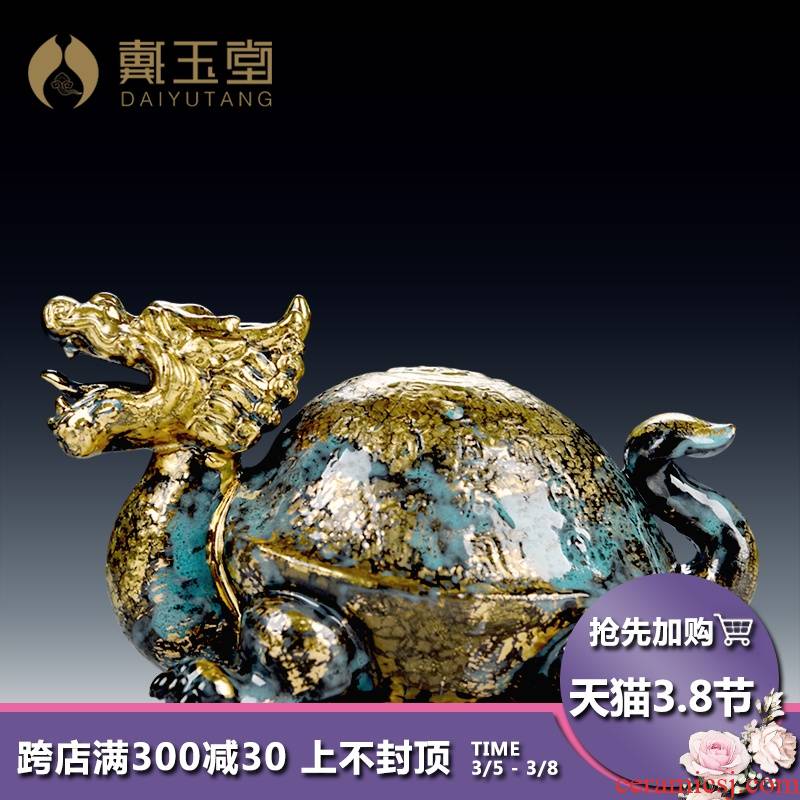 Yutang dai ceramic bronze color god beast straining three fine toad dragon turtle rock arowana fish craft ornaments furnishing articles