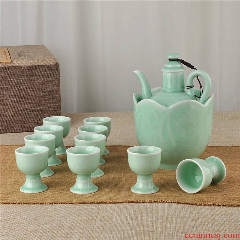 Jingdezhen ceramic he its drank with 12 pieces of hot hot wine wine liquor cup small a small handleless wine cup hip suits for