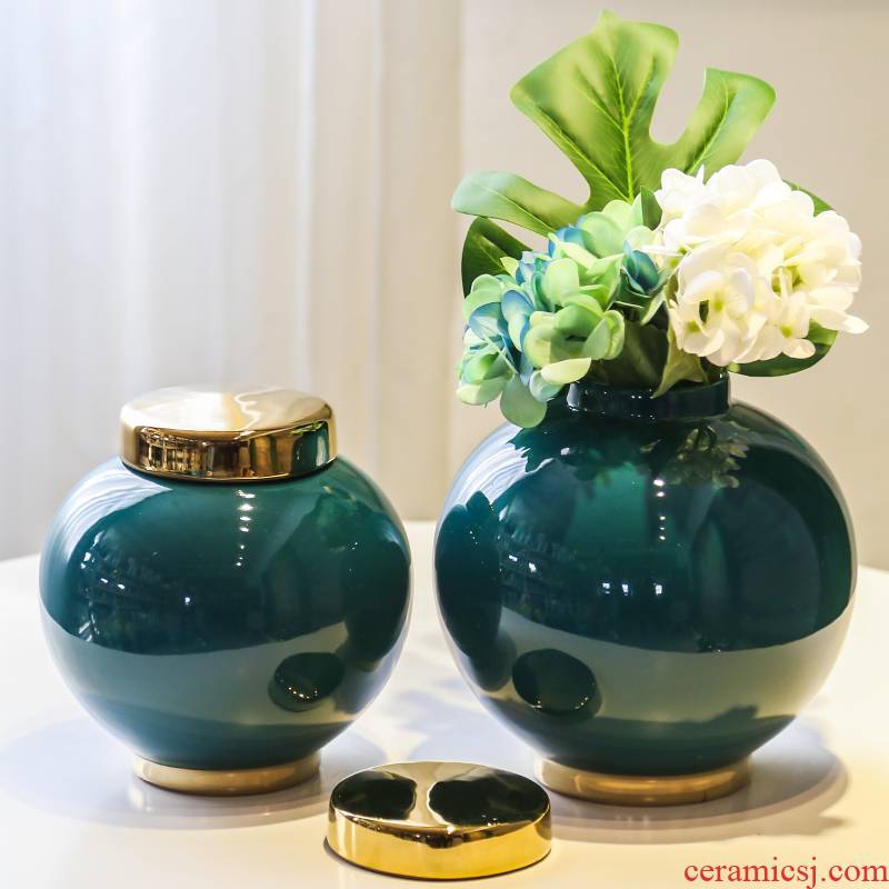 Jingdezhen ceramic flower vases of new Chinese style living room TV cabinet table light key-2 luxury furnishing articles simulation flowers, artificial flowers