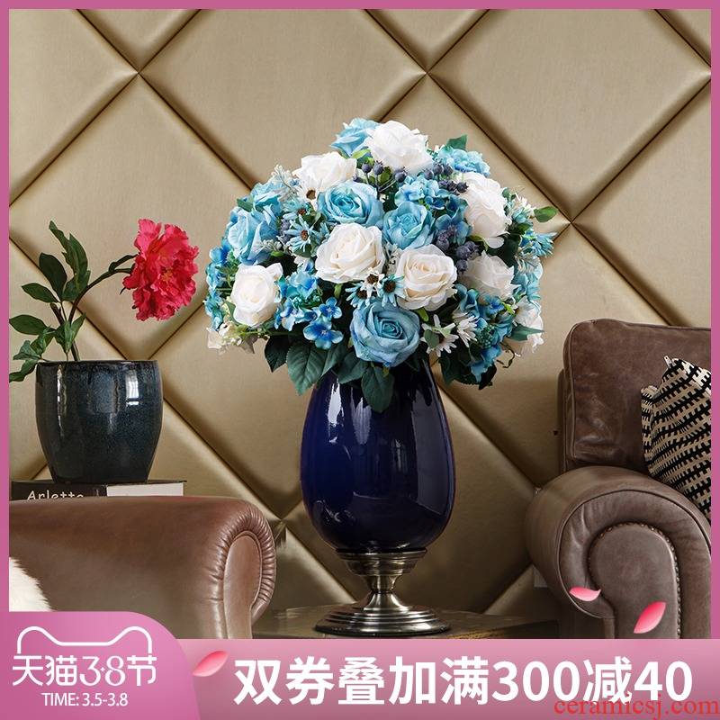 The Big European ceramic vase furnishing articles living room table simulation flower flower dried flowers flower arrangement American household soft adornment