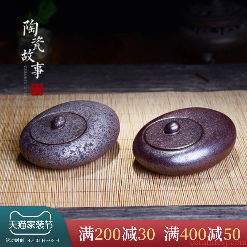 Ceramic creative move with cover the ashtray story adorable multi - function pebbles rust glaze gift of large sitting room