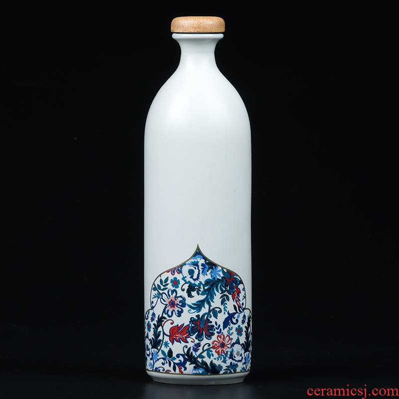 Jingdezhen ceramic creative household small wine pot liquor bottle glass wine bottle seal to pack a kilo mail gift