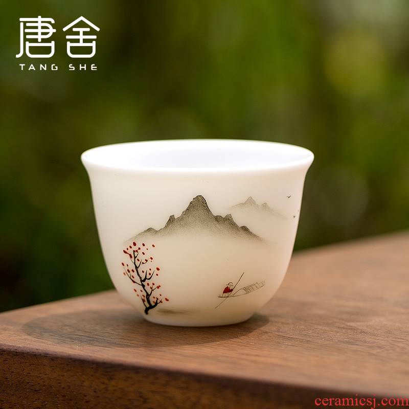 Tang s hand - made ceramic masters cup single cup "women 's singles a kung fu male sample tea cup household dehua white porcelain cups