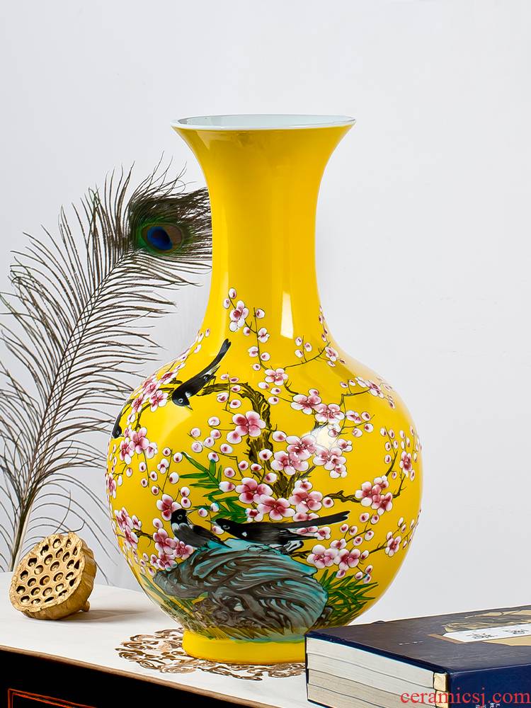Jingdezhen ceramics vase large flowers in new Chinese style household adornment furnishing articles hand - made porcelain decoration in the living room