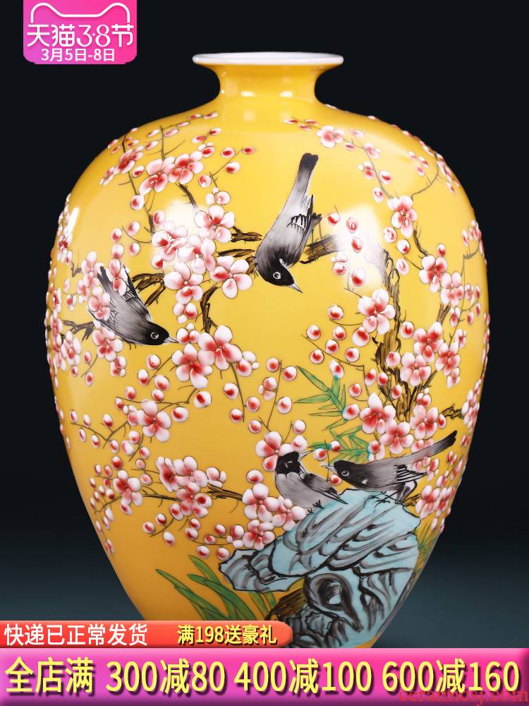 The Master of jingdezhen ceramics hand - made enamel vase flower arranging, new Chinese style living room TV ark adornment furnishing articles