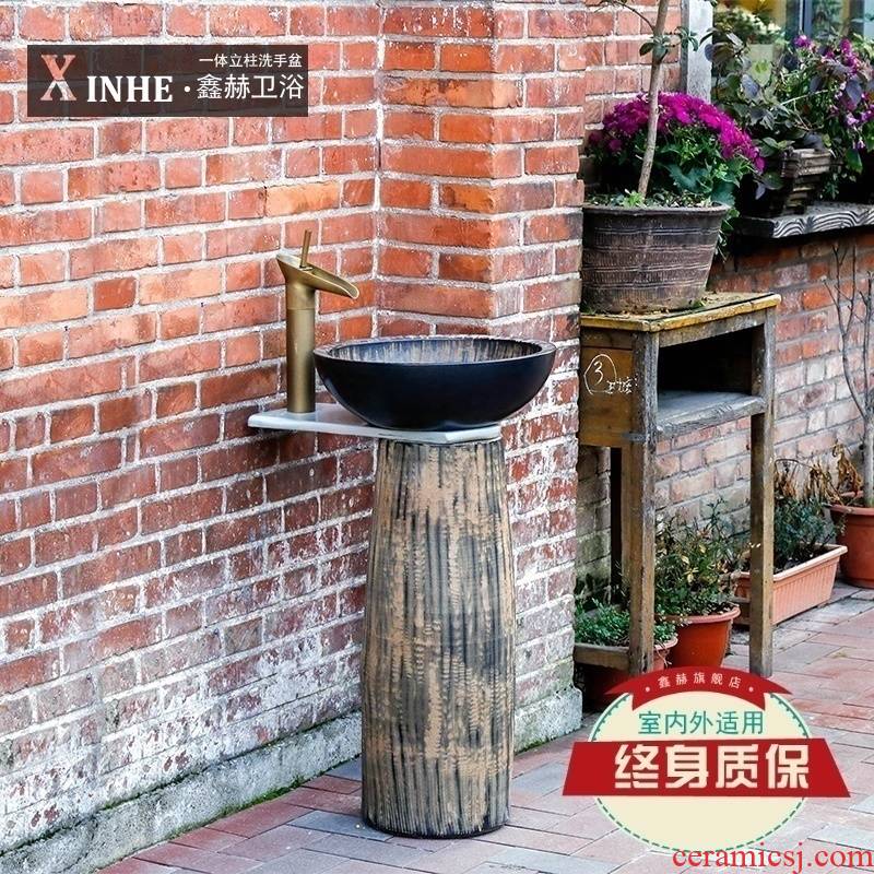 Small column vertical pillar lavabo ceramics basin integrated floor balcony is suing toilet commode pool basin