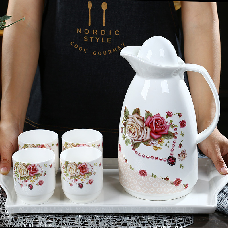 Large capacity ceramic cool fashion teapot cold water kettle suit high - temperature water hot pot KaiShuiHu cup