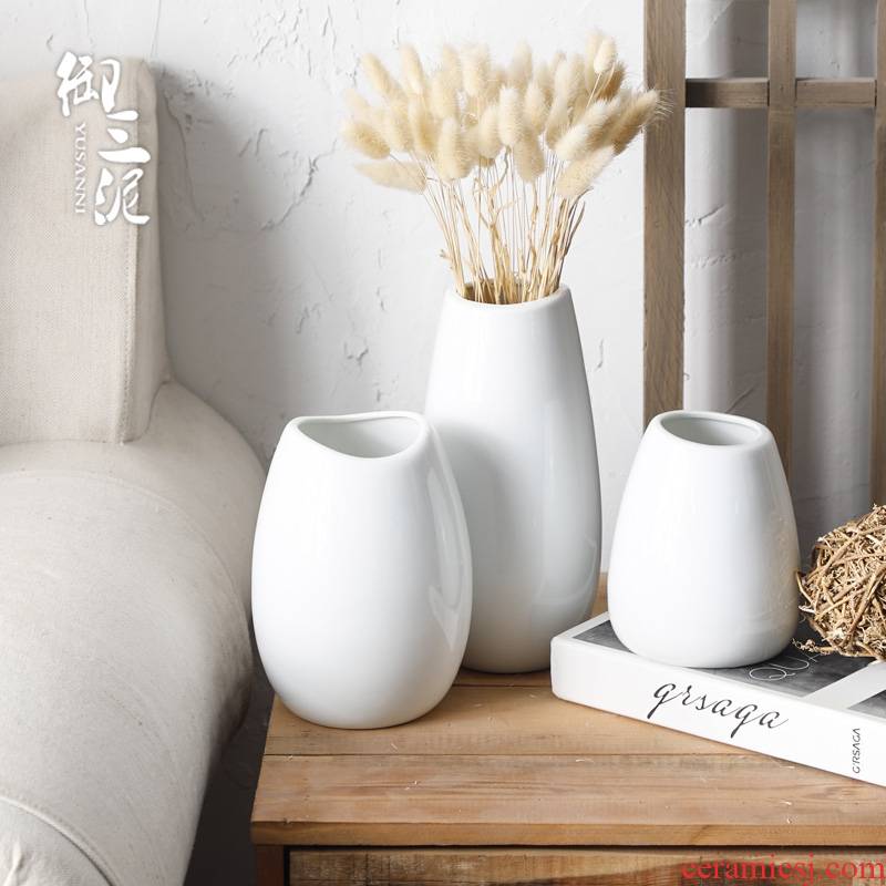 Nordic vase all over the sky star, white ceramic flower, dried flower vase European - style decoration contracted sitting room flower arranging furnishing articles