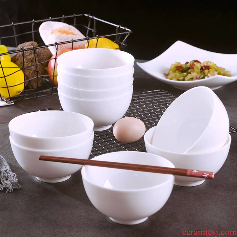Jingdezhen 10 pack 】 【 pure white ipads China rice bowls suit household of Chinese style is contracted, small ceramic bowl