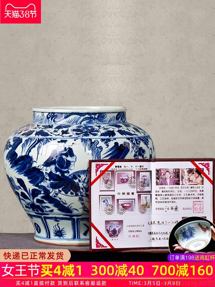 Jingdezhen ceramics vase furnishing articles hand - drawn archaize yuan blue and white Chinese style household decorations guiguzi down as cans