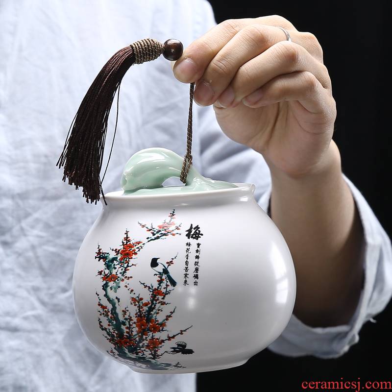 Inferior smooth celadon caddy fixings ceramic large storage tanks seal pot pu 'er tea, green tea POTS packaging tea urn
