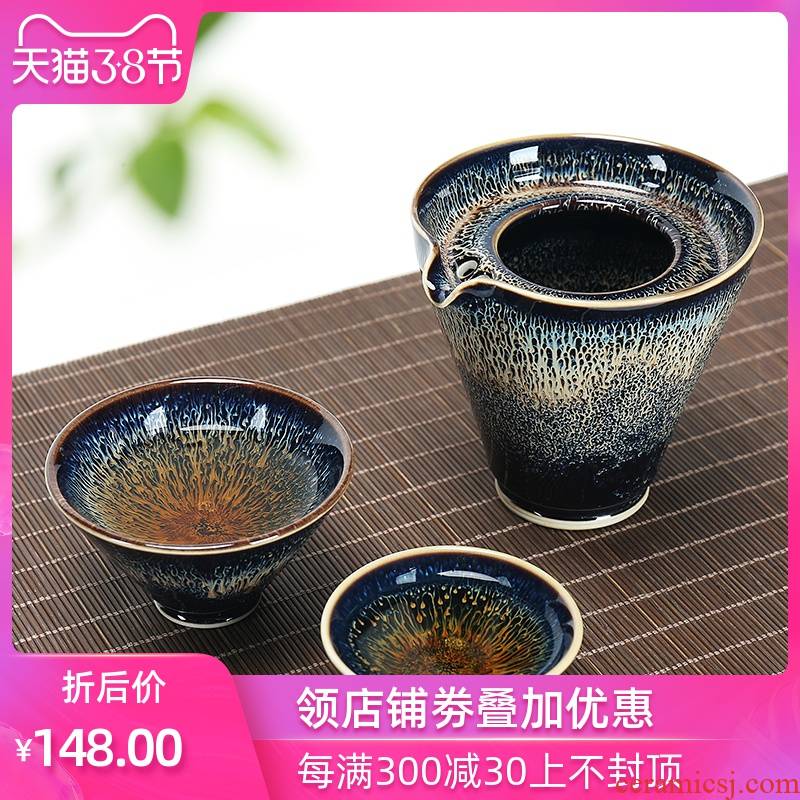 A pot of 2 cup set variable TuHao red glaze, ceramic portable travel tea set to crack