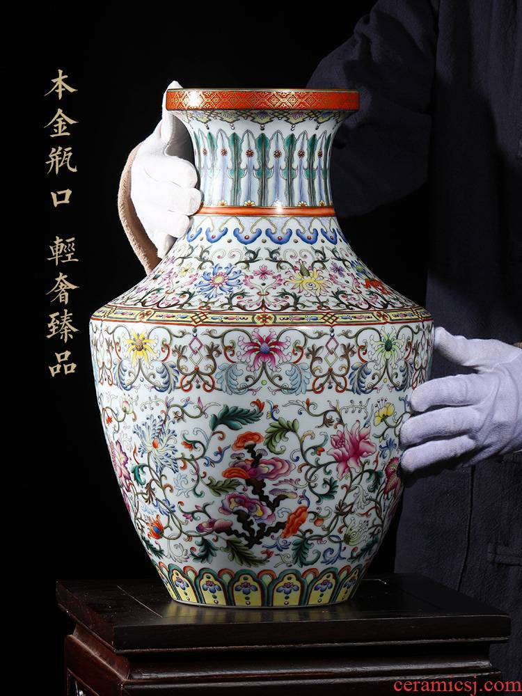 Jia lage jingdezhen porcelain furnishing articles YangShiQi hand - made the qing qianlong ocean color rui zhi, the zen lines and vase