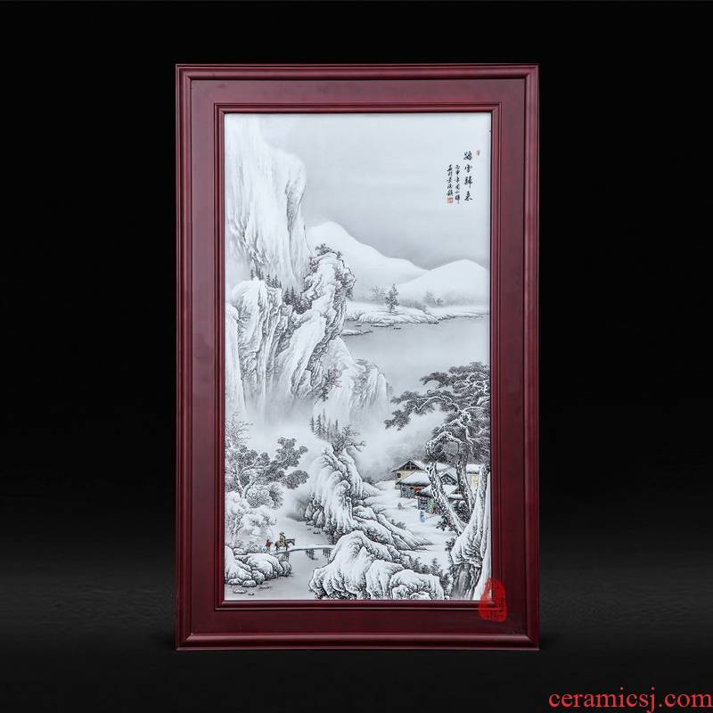 Jingdezhen ceramics back through the snow Zhou Xiaohui hand - made porcelain plate painting decoration hanging paintings of Chinese style living room furnishing articles