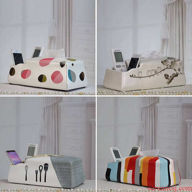 Great I and contracted the receive remote control box of the sitting room of household multifunctional tissue box pick a ceramic paper carton box