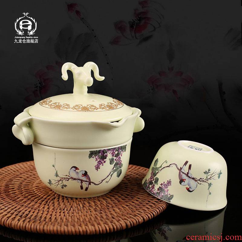 DH crack of a pot of two cup your up ceramic kung fu tea tea sets single double Japanese portable