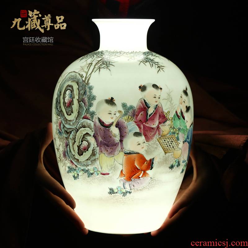 New Chinese style household hand - made vases, the sitting room porch jingdezhen ceramics TV ark, decoration crafts are arranging flowers