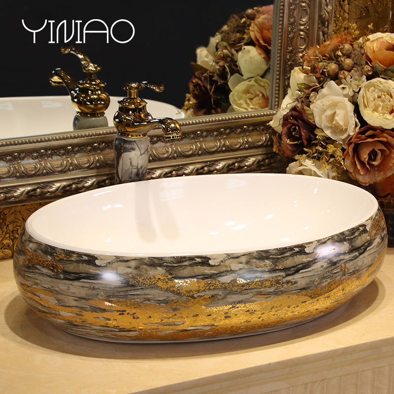 Ceramic stage basin elliptical European art basin sink basin bathroom sinks counters are contracted household