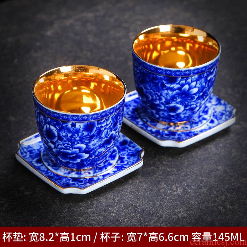 Kung fu tea cups of blue and white porcelain ceramic tea set sample tea cup size master cup bowl tea individual cup single CPU
