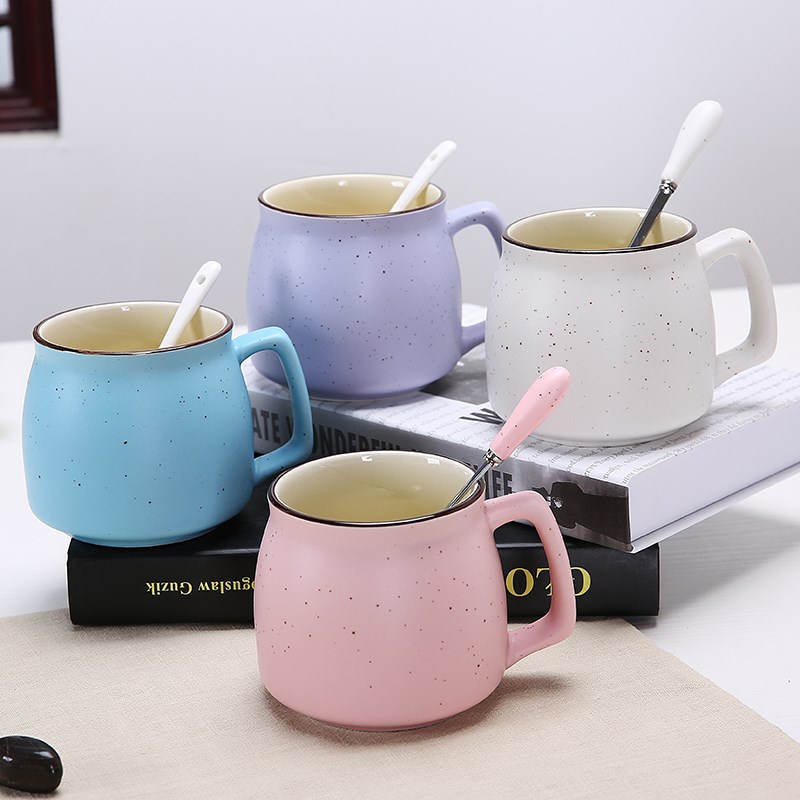 Ceramic cup with cover spoon custom mugs breakfast move trend creative household glass office coffee cup