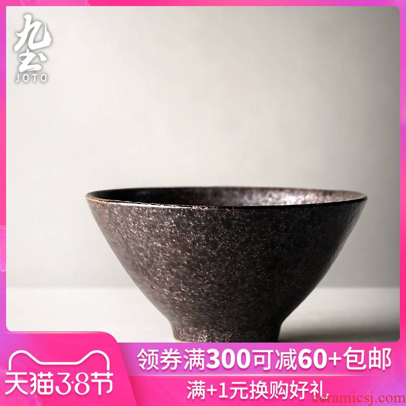 About Nine earth retro manual coarse pottery Japanese big hat to 6 inch bowl bowl bowl rainbow such use contracted household utensils