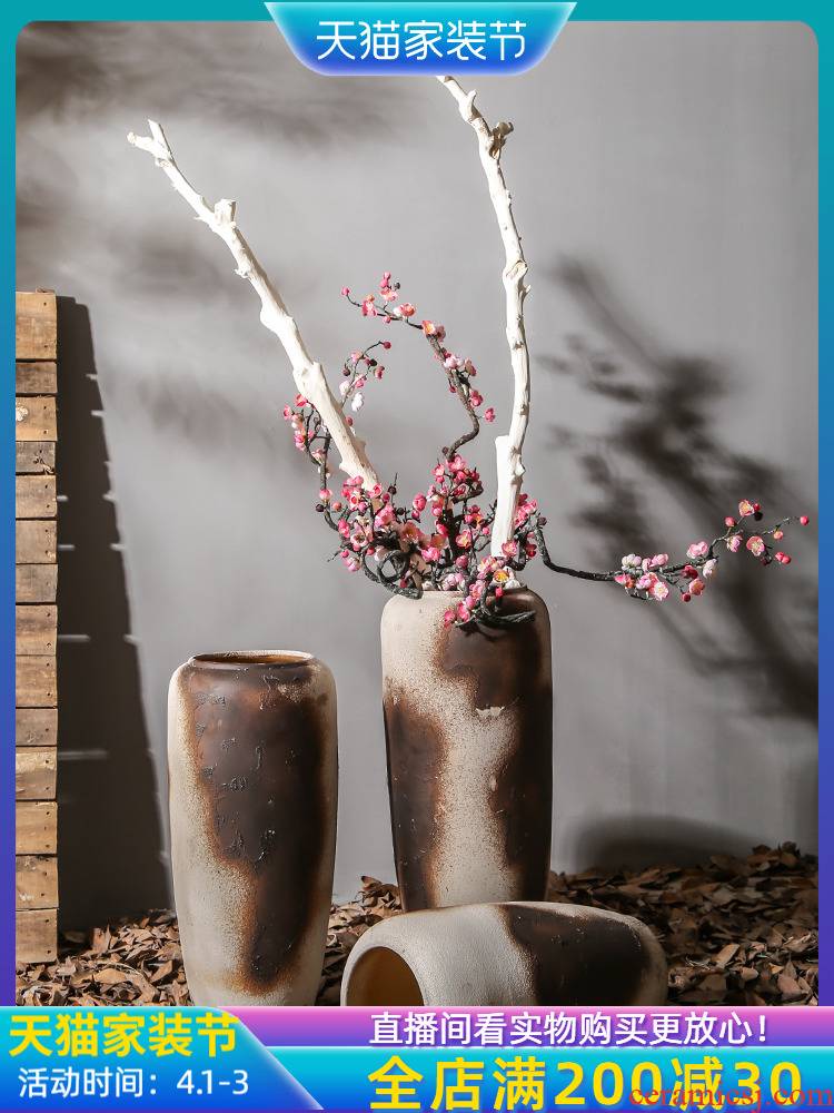 Jingdezhen sitting room be born big vase furnishing articles dry flower of Chinese style restoring ancient ways decoration decoration stores between example flower arrangement