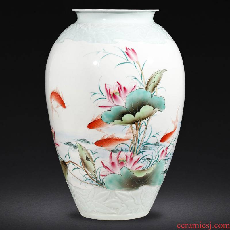 Jingdezhen ceramics famous hand - made enamel vase furnishing articles sitting room flower arranging Chinese style household decorative arts and crafts