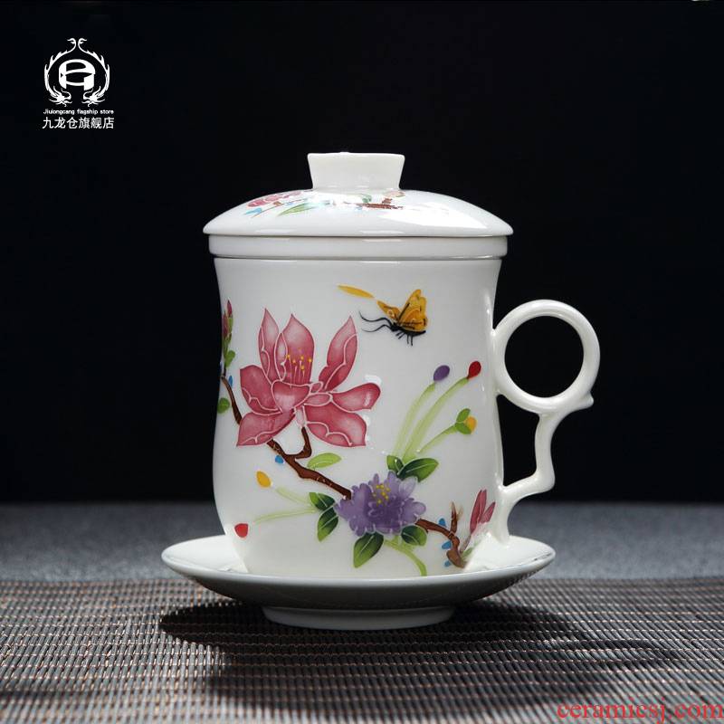 DH tea mugs with cover filter hand - made teacup household jingdezhen tea cup set office
