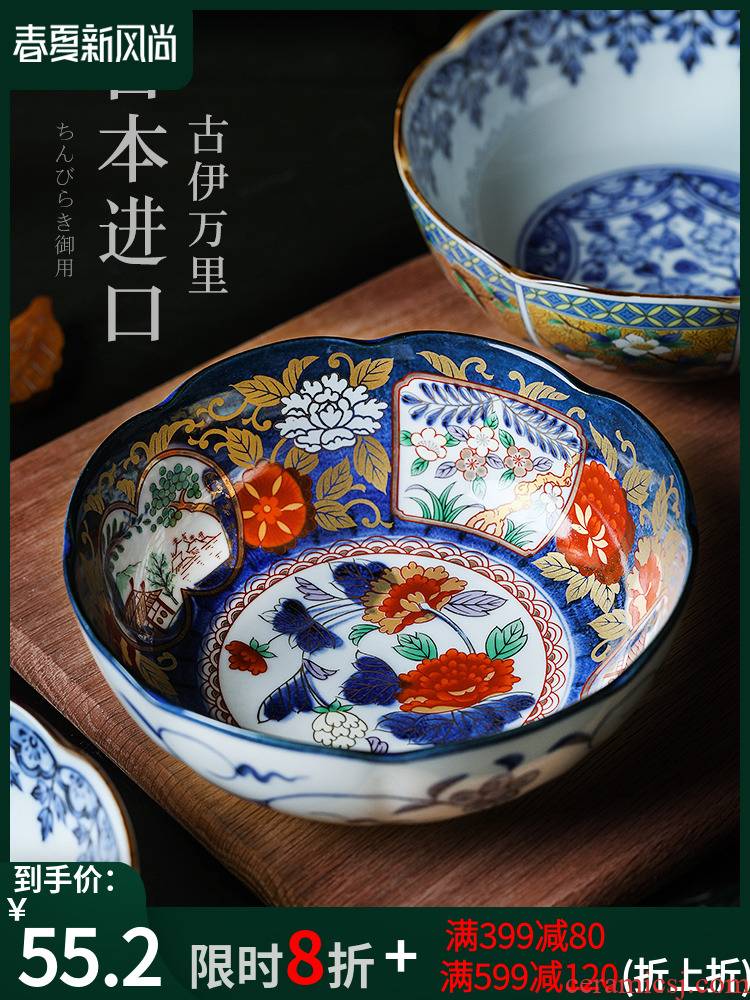 Japan 's imports of ceramic tableware retro Ivan household Japanese eat rice bowl in a single round bowl large of noodles soup bowl